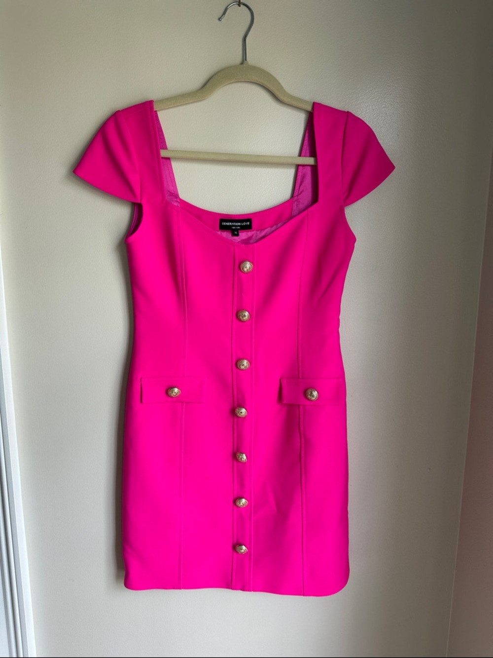 Generation Love Hot Pink Button-Front Mini Dress